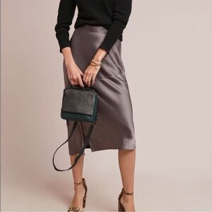 Anthropologie Hutch Midi Front Slit Bias Skirt